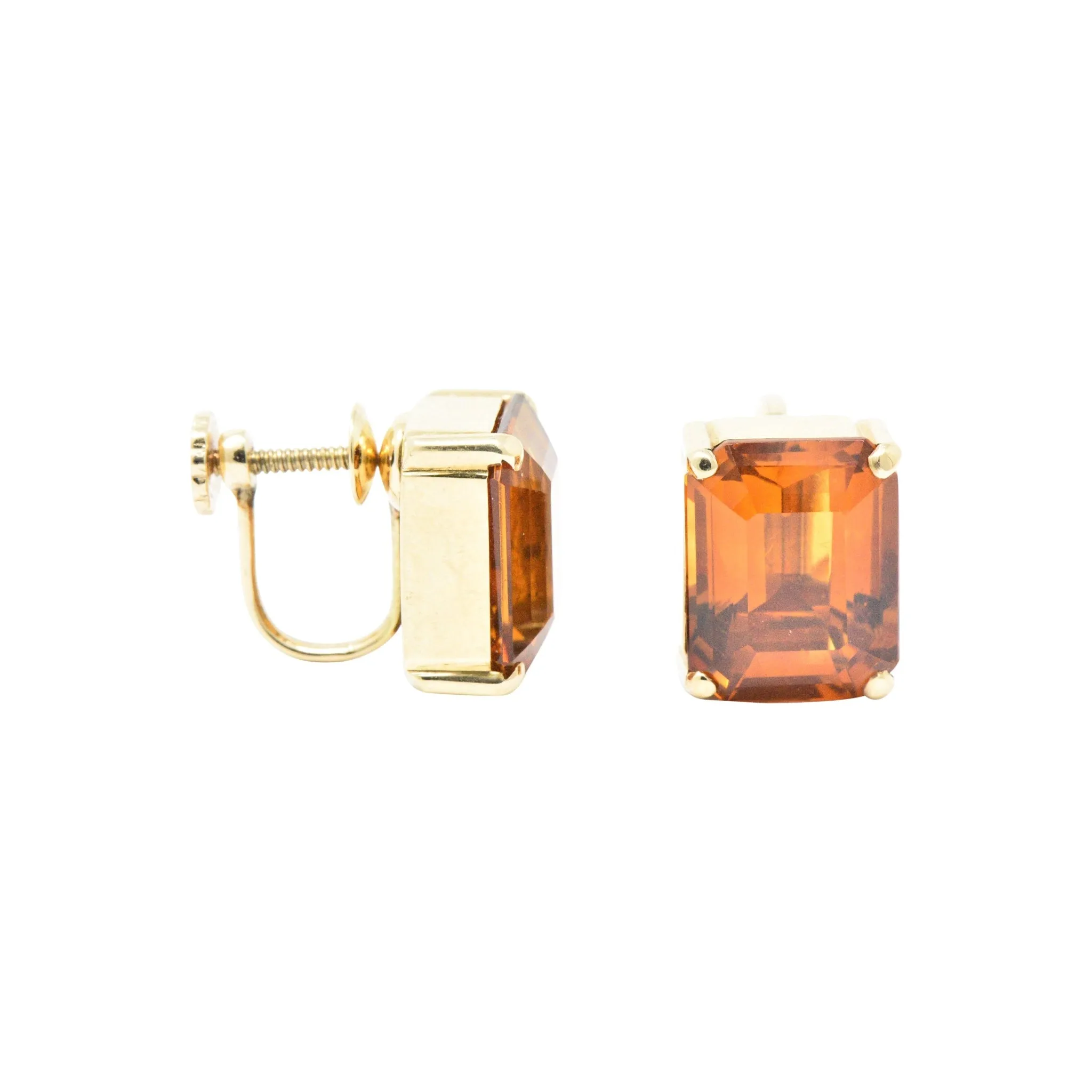 Tiffany & Co. 12.25 Carat Citrine & 18K Yellow Gold Retro Screw Back Earrings