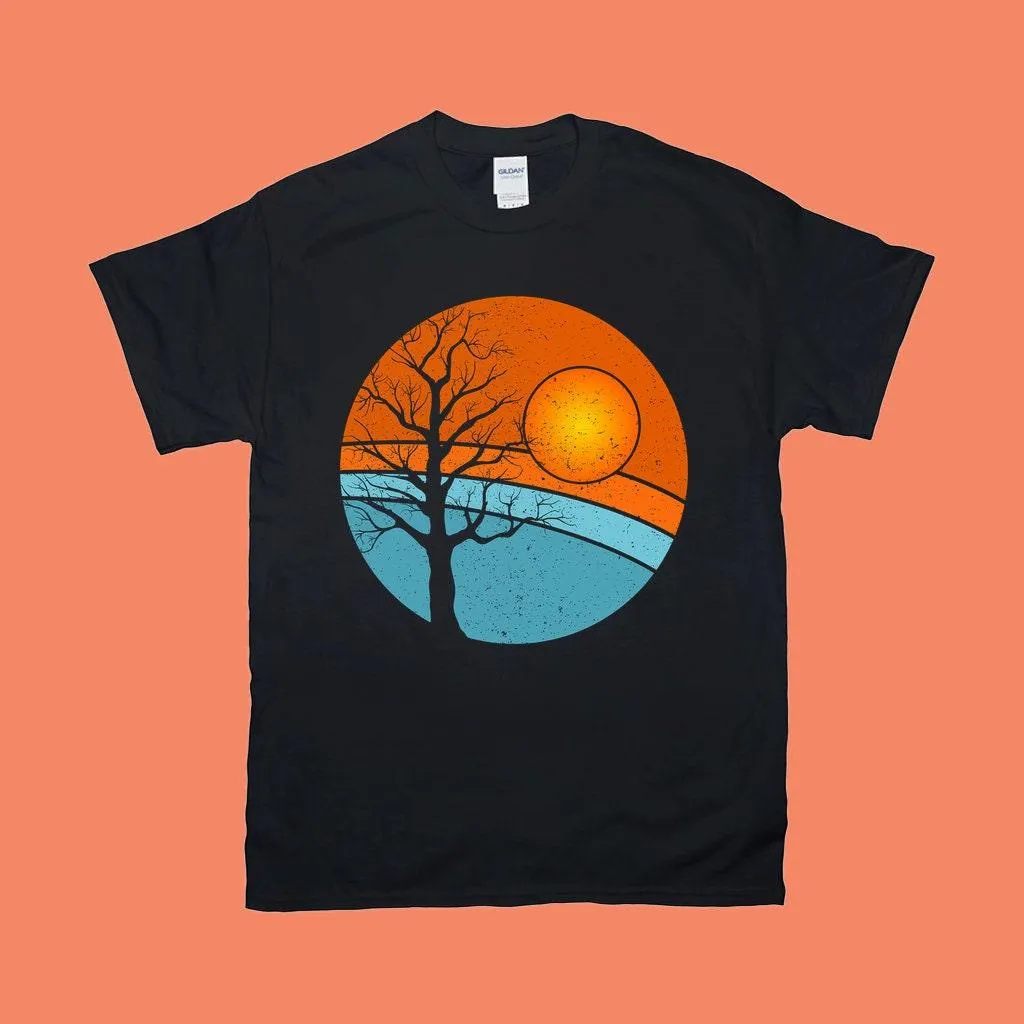 Tree | Retro Sunset T-Shirts,Retro Tree Shirt | Travel Adventure Tree Shirt | Silhouettes Shirt | Surfer | Gift For Him | Gift F