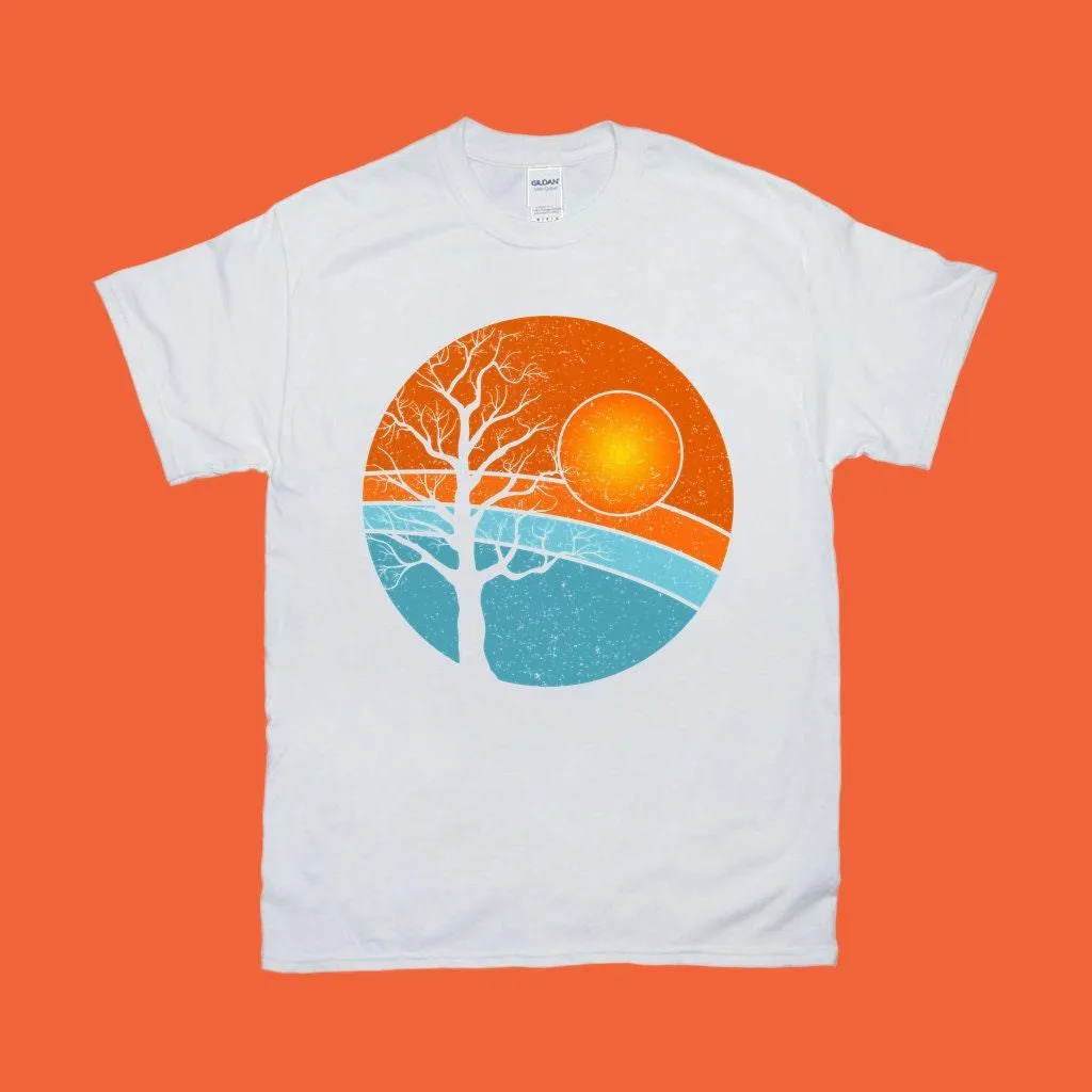 Tree | Retro Sunset T-Shirts,Retro Tree Shirt | Travel Adventure Tree Shirt | Silhouettes Shirt | Surfer | Gift For Him | Gift F