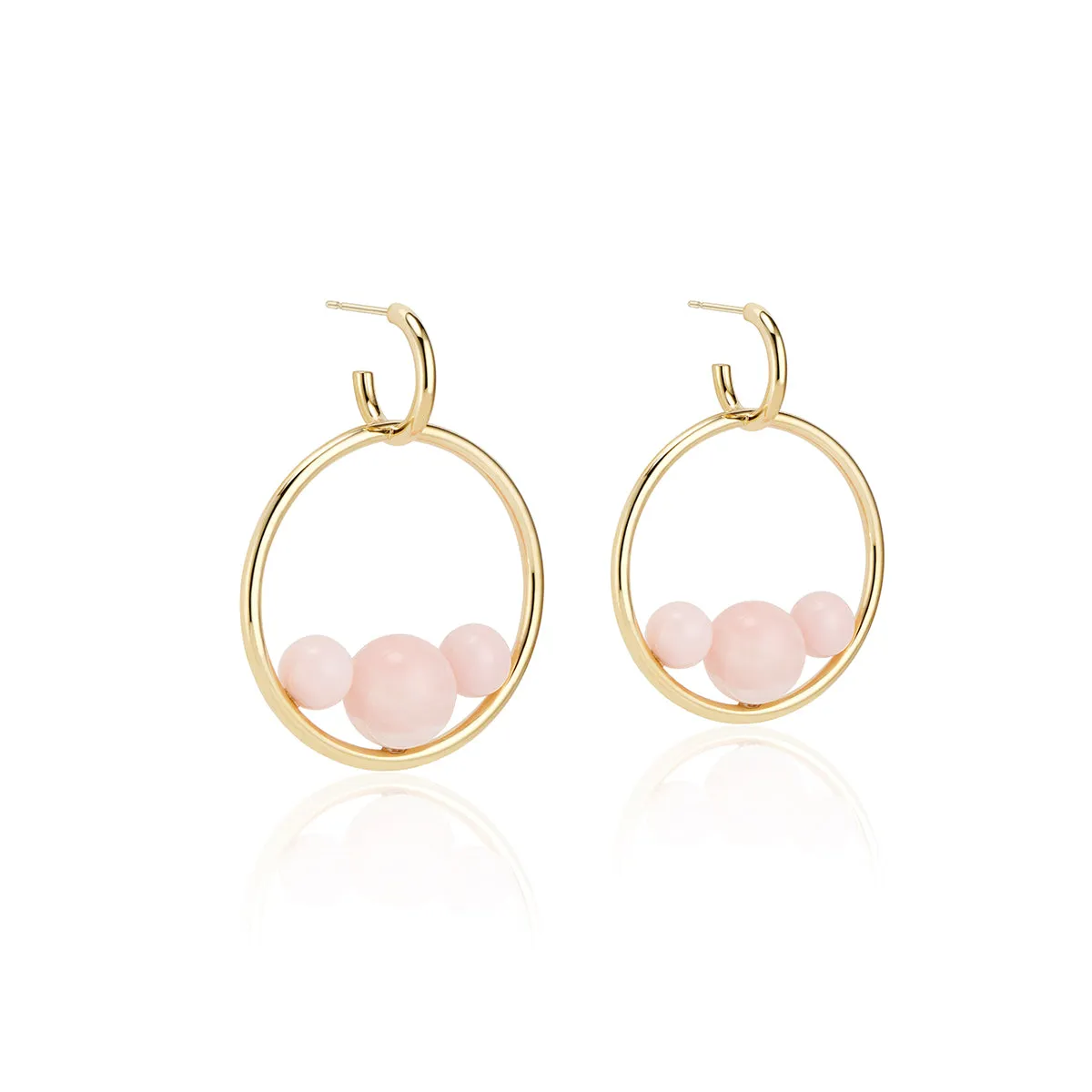 Triple Pink Opal Hoops