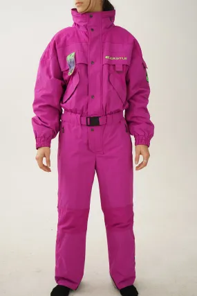 Vintage one piece Kastle ski suit, snow suit magenta T.48