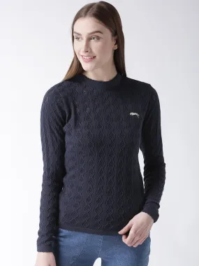 Women Cotton Casual Long Sleeve  Navy Winter Sweaters